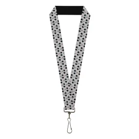 Lanyard - 1.0" - Mickey Mouse Smiling Face Monogram Gray