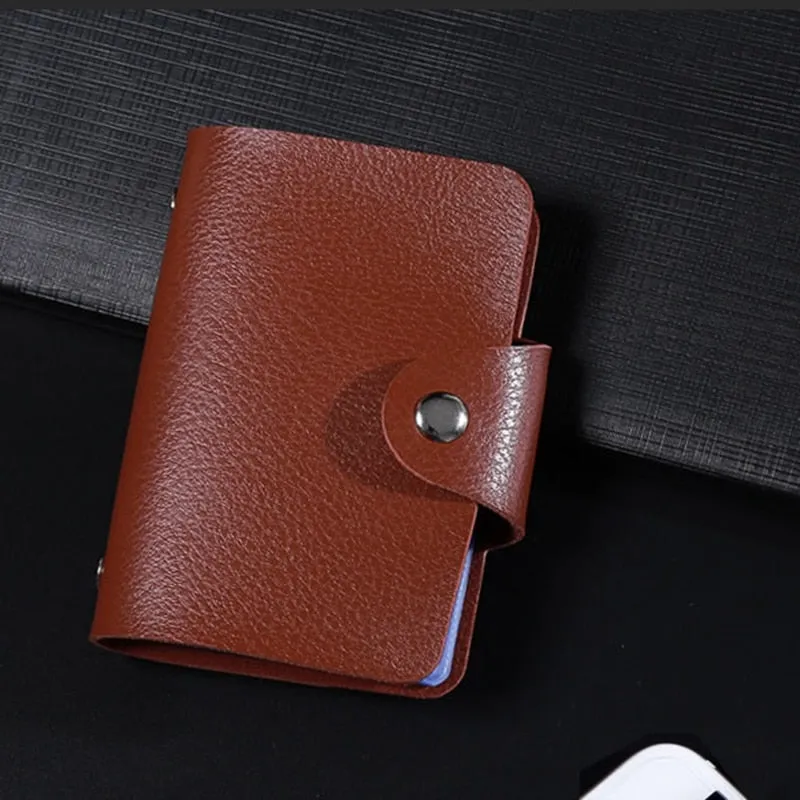 Leather 24 Pocket Id Card Holder-Multifunction-Business-Bank Card Wallet