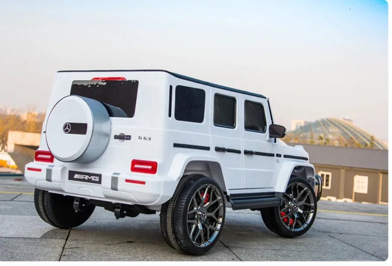 Licensed 2025 Mercedes GWagon G63 White Upgraded | 2 Seater | 24V | 4x4 Kids Ride-On | Leather Seats | Rubber Tires | Remote