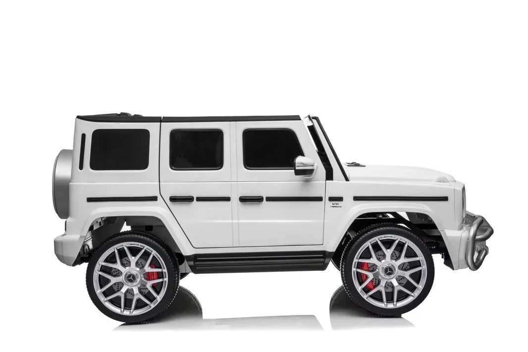 Licensed 2025 Mercedes GWagon G63 White Upgraded | 2 Seater | 24V | 4x4 Kids Ride-On | Leather Seats | Rubber Tires | Remote