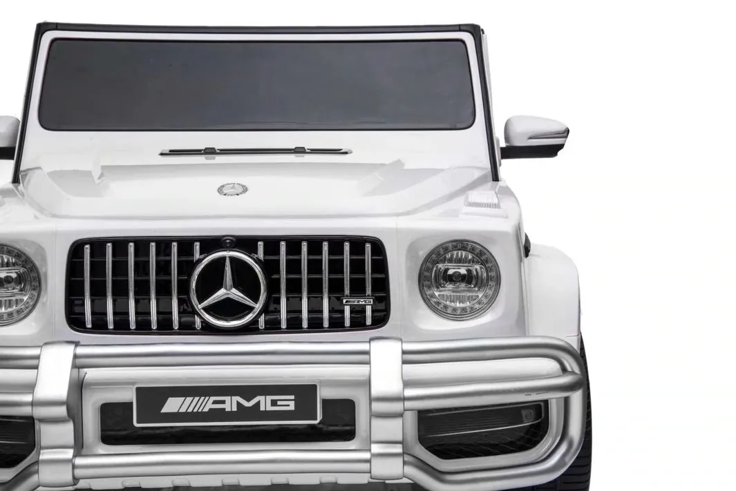 Licensed 2025 Mercedes GWagon G63 White Upgraded | 2 Seater | 24V | 4x4 Kids Ride-On | Leather Seats | Rubber Tires | Remote