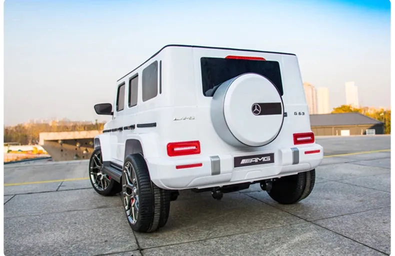 Licensed 2025 Mercedes GWagon G63 White Upgraded | 2 Seater | 24V | 4x4 Kids Ride-On | Leather Seats | Rubber Tires | Remote