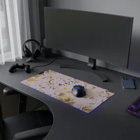 Lilac & Gold Swirl Design LED Gaming Mouse Pad