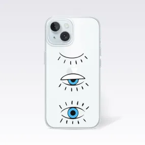 Lucy Evil Eye Print -Two Eyes Clear Silicon Cover