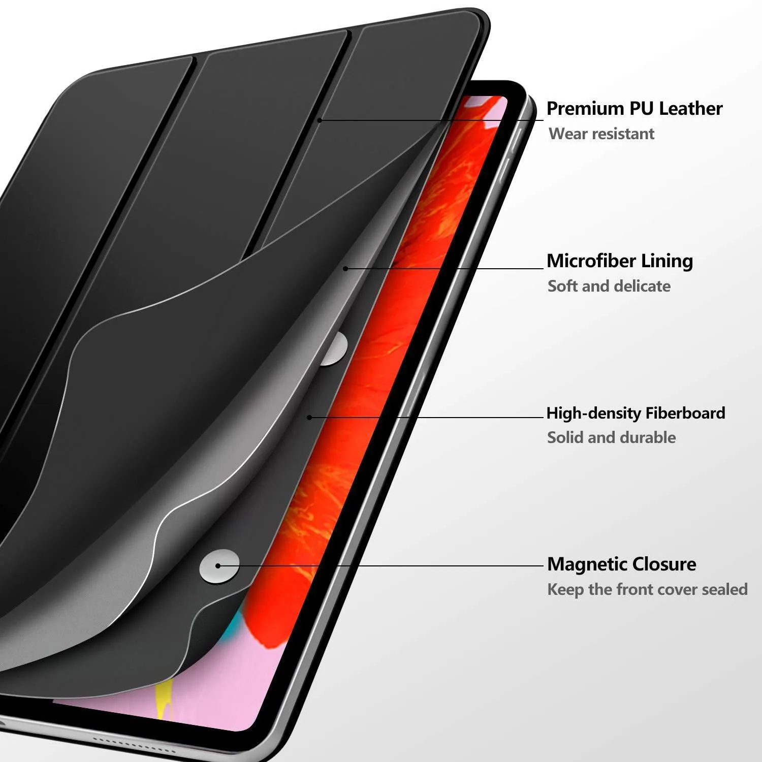 Magnetic Tri-fold Smart Cover for iPad Pro 12.9-inch, 3rd Gen (2018)