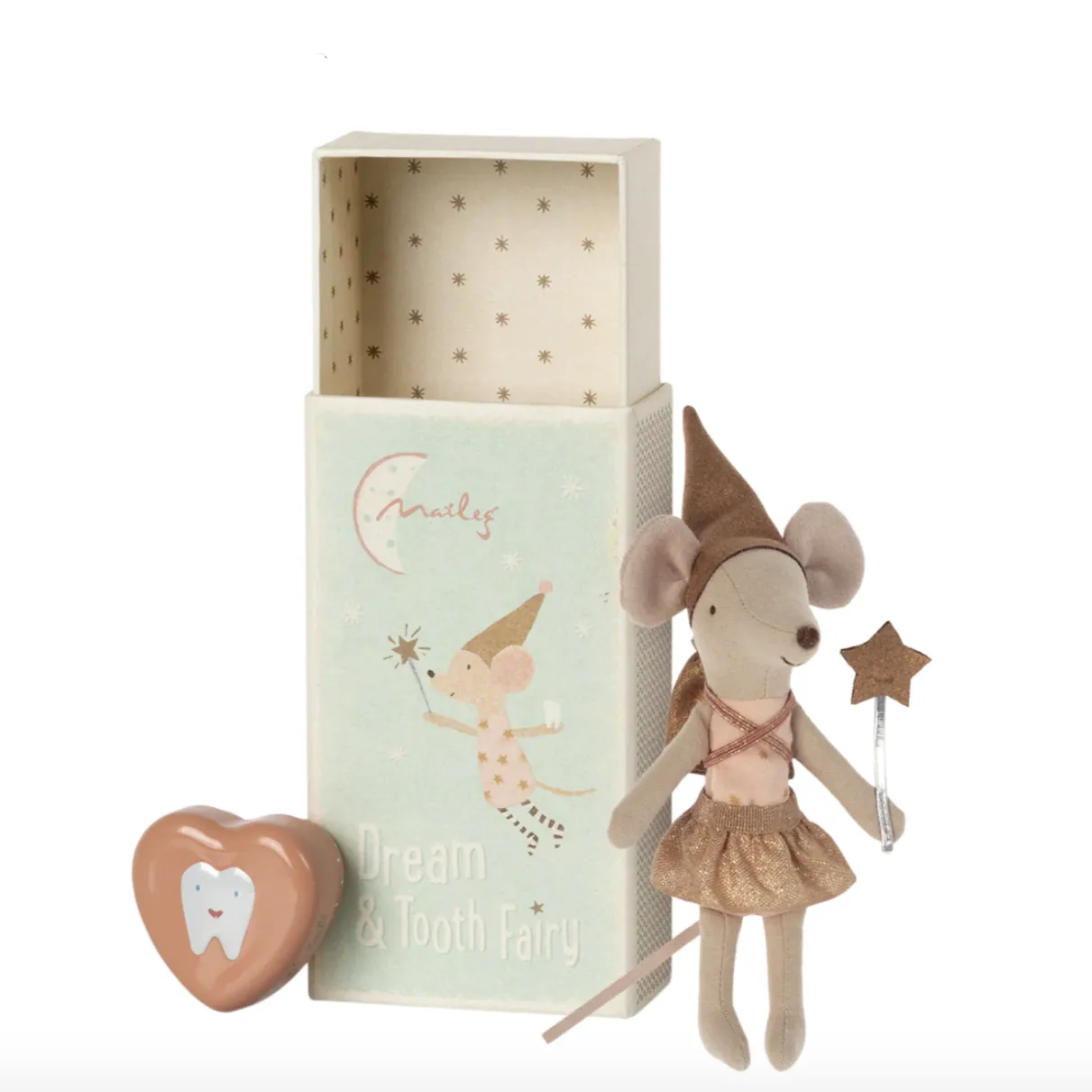 MAILEG BIG SISTER TOOTH FAIRY MOUSE IN MATCHBOX - ROSE