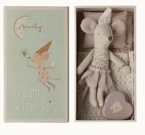 MAILEG LITTLE SISTER TOOTH FAIRY MOUSE IN MATCHBOX - PURPLE