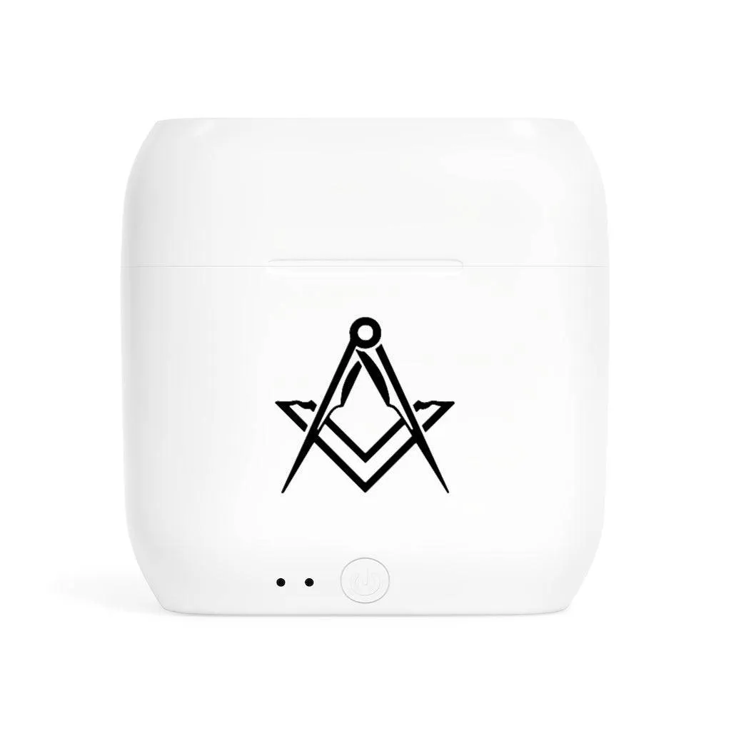 Master Mason Blue Lodge Earbud - White with Square & Compass