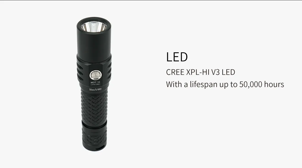 MecArmy MOT10 1000 Lumen CREE XPL-HI V3 LED USB Rechargeable Flashlight and Powerbank