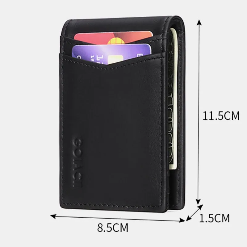 Men Genuine Leather Bifold Multi-card Slot Card Holder Casual RFID Anti-magnetic Short Coin Purse Wallets