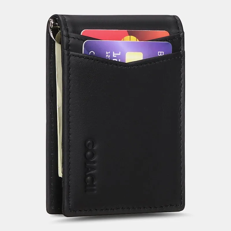 Men Genuine Leather Bifold Multi-card Slot Card Holder Casual RFID Anti-magnetic Short Coin Purse Wallets