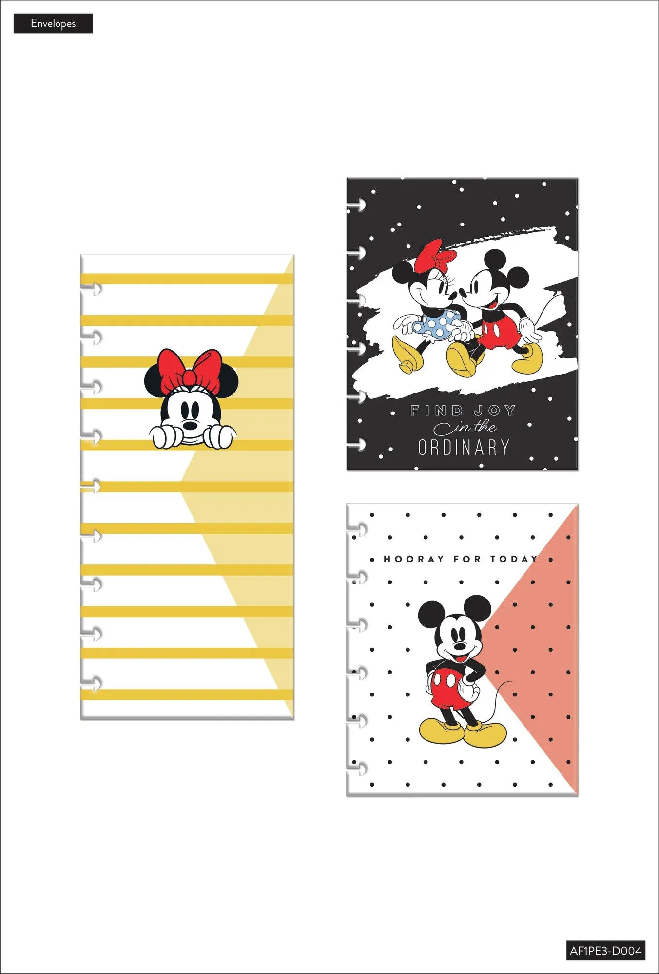 Mickey Mouse and Minnie Mouse Snap In Envelopes - 3 Pack