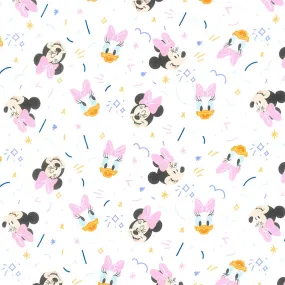 Mickey Mouse Play All Day - Play All Day Minnie and Daisy White Yardage