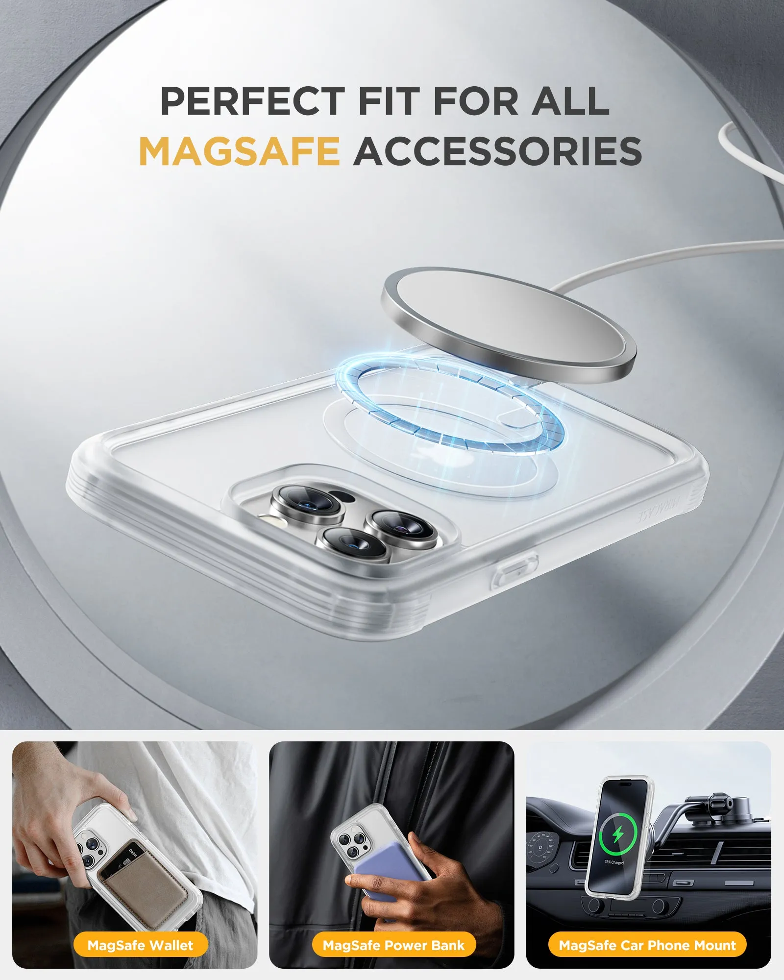 Miracase 360° Protection Case 9H Tempered Glass Phone Case with MagSafe for iPhone 15 Pro 6.1"