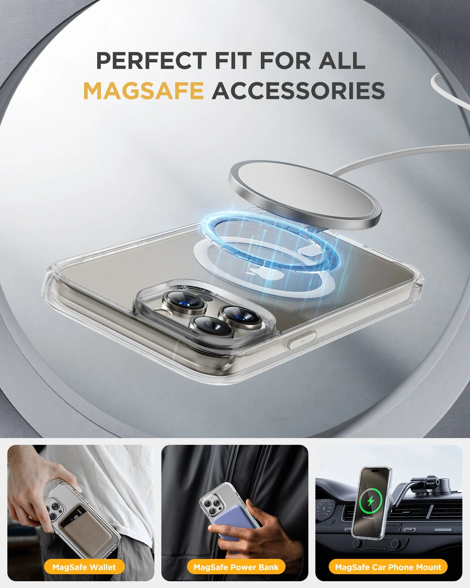 Miracase 360° Protection Case 9H Tempered Glass Phone Case with MagSafe for iPhone 15 Pro 6.1"