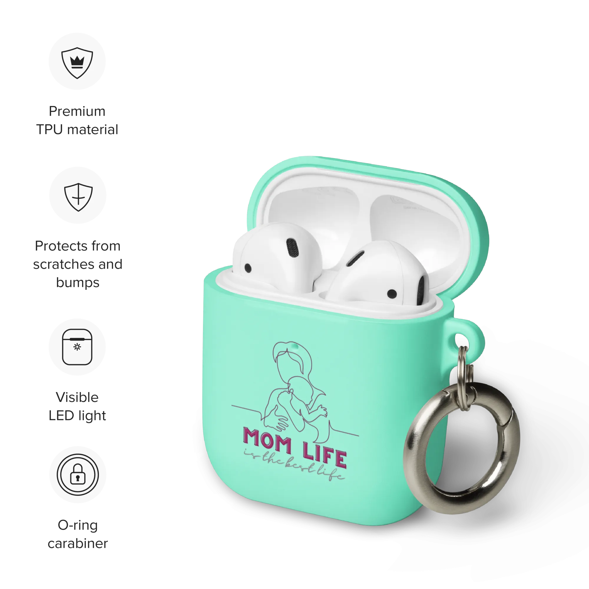 Mom Life Rubber Case for AirPods® by laurameghan