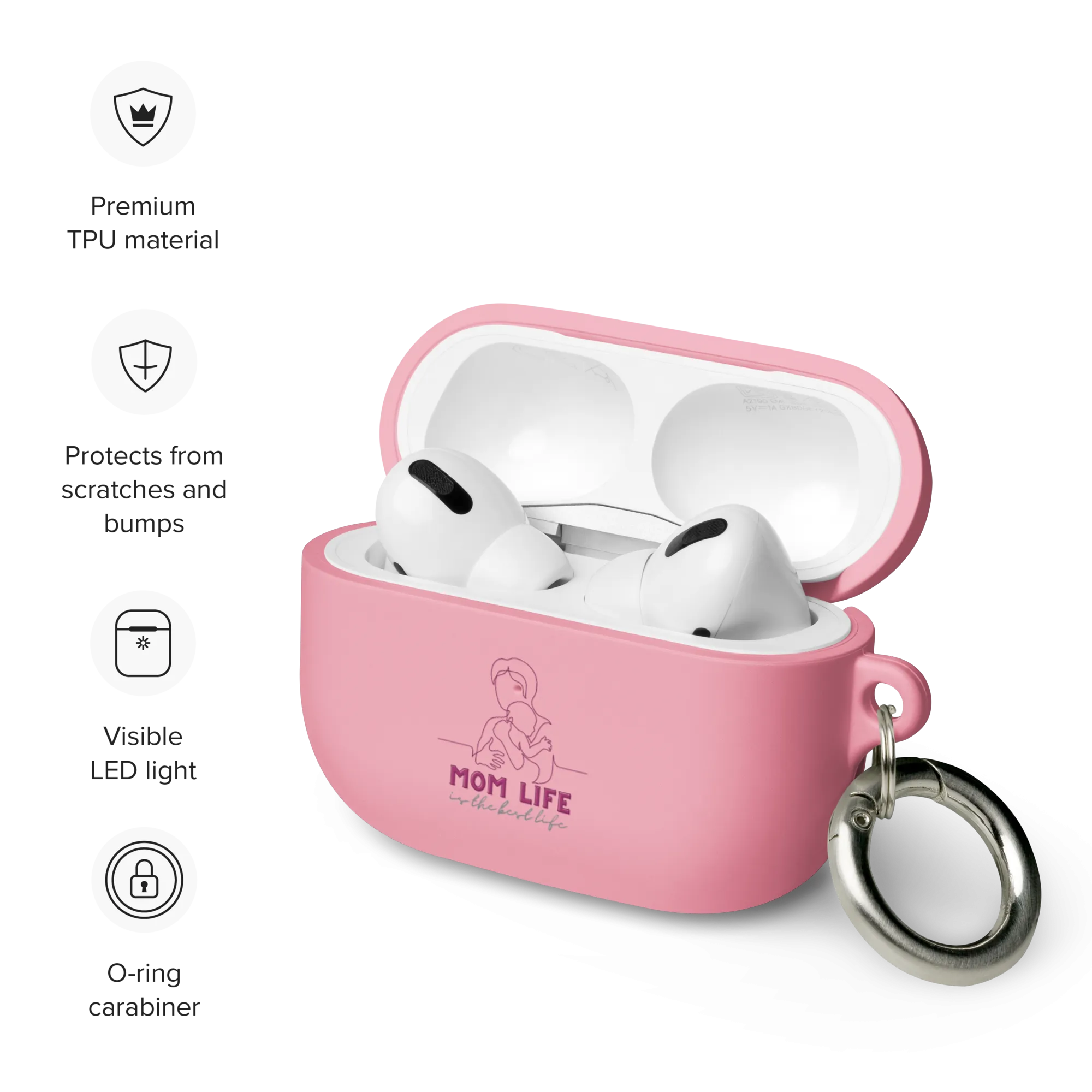 Mom Life Rubber Case for AirPods® by laurameghan