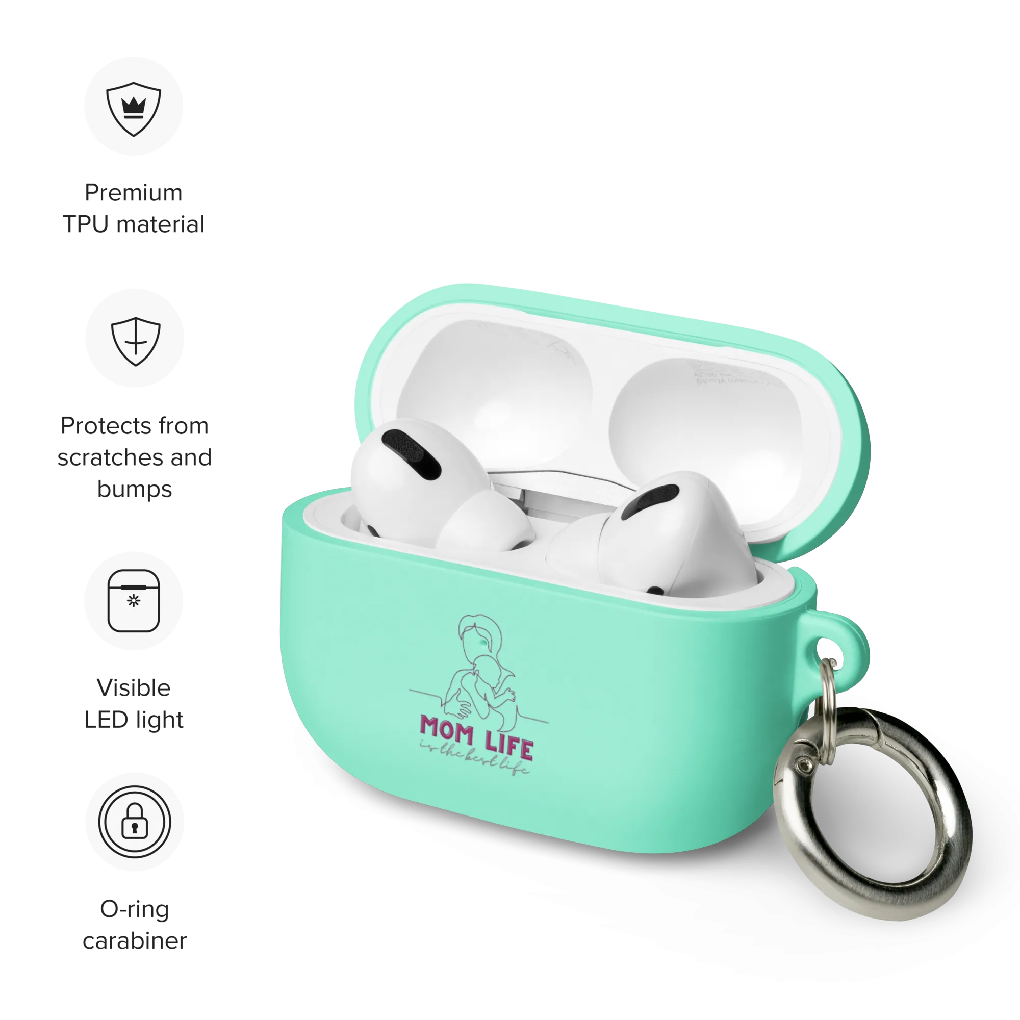 Mom Life Rubber Case for AirPods® by laurameghan