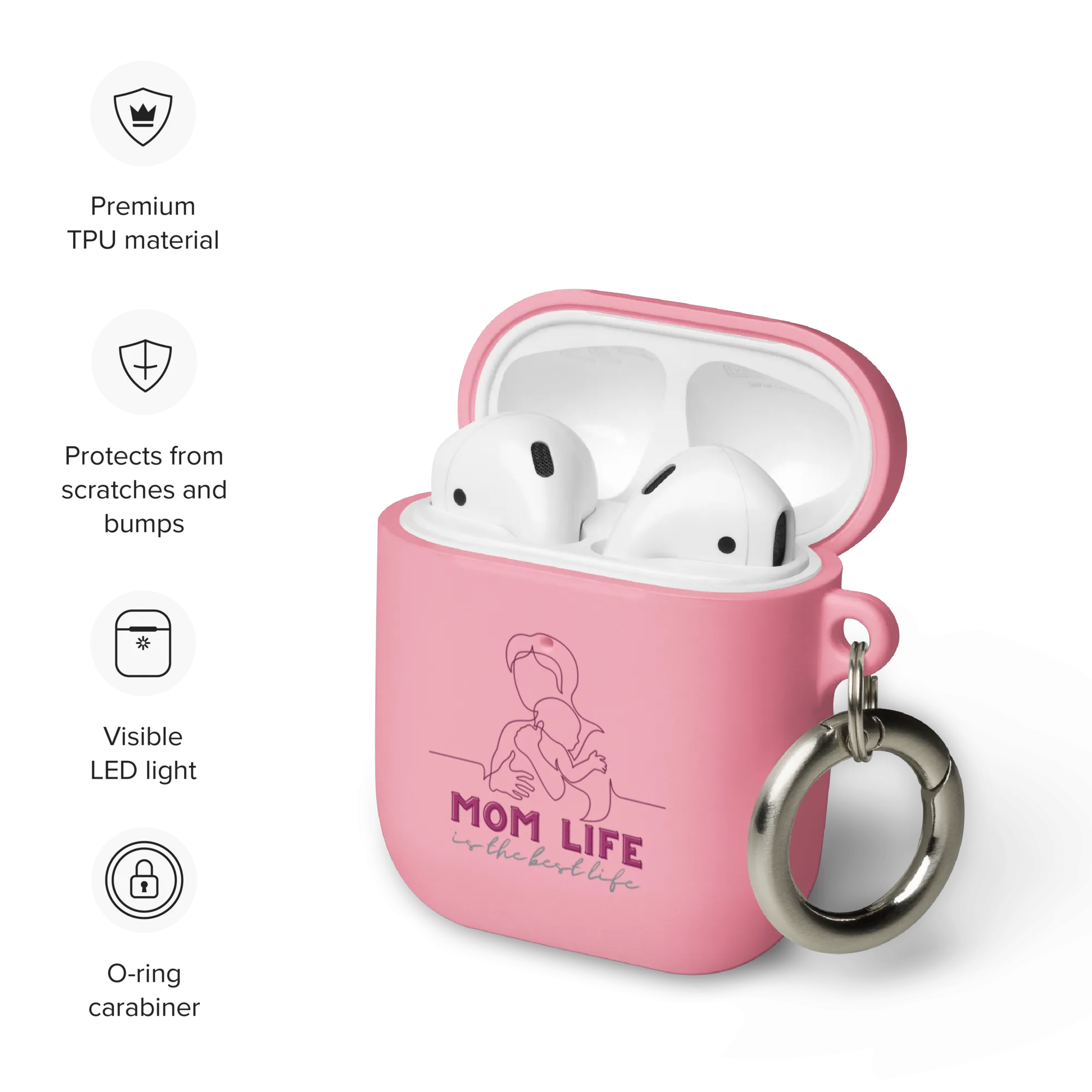 Mom Life Rubber Case for AirPods® by laurameghan