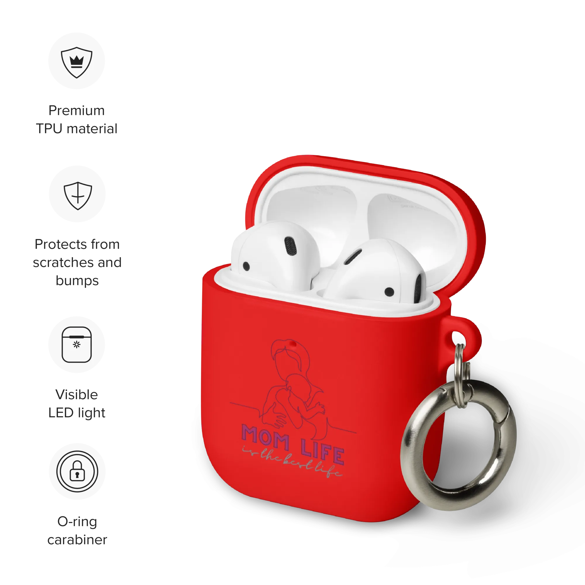 Mom Life Rubber Case for AirPods® by laurameghan