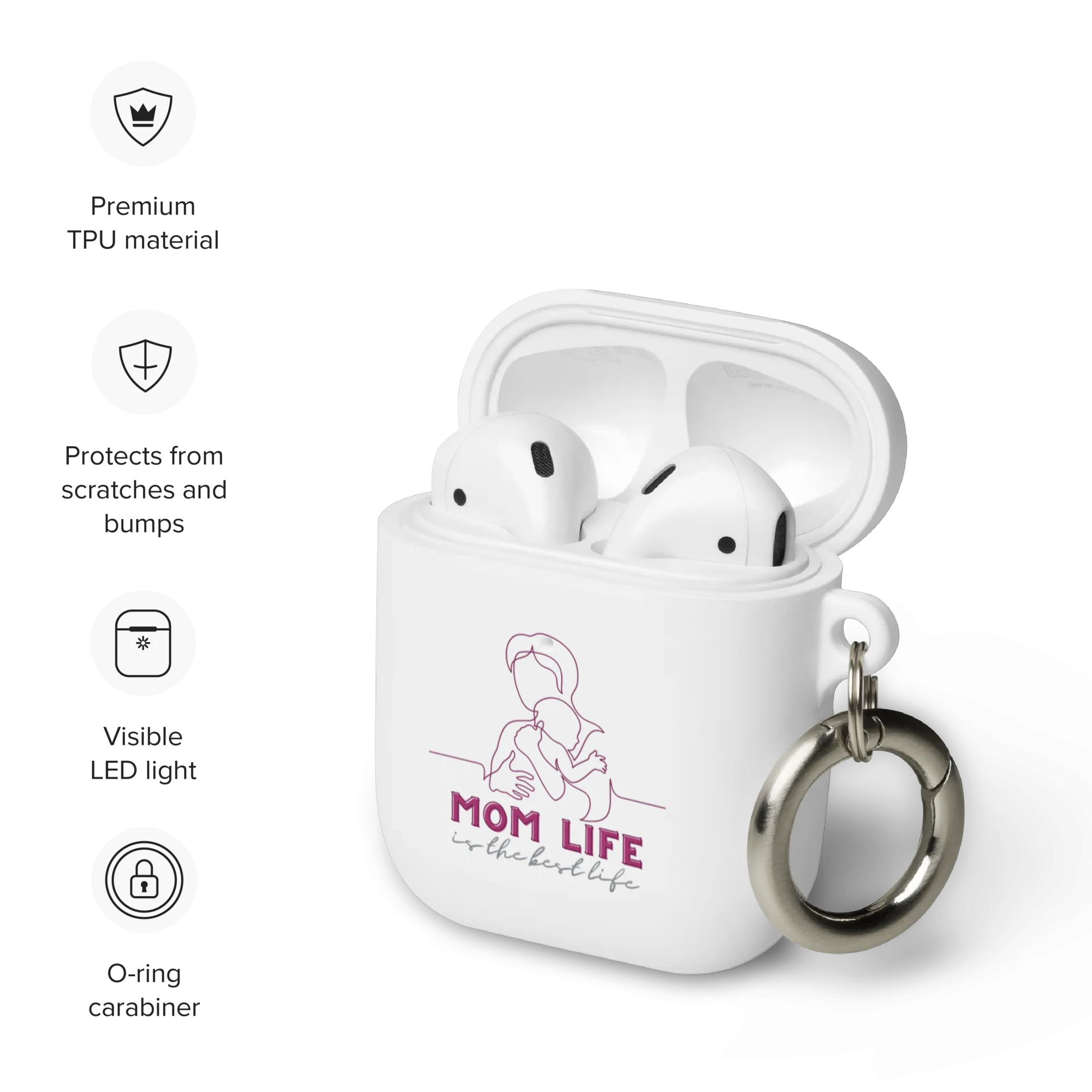 Mom Life Rubber Case for AirPods® by laurameghan