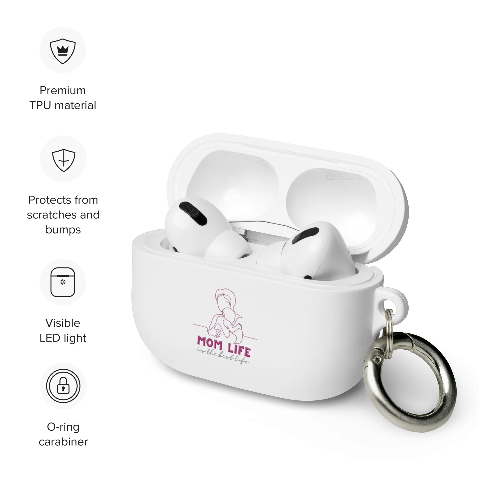 Mom Life Rubber Case for AirPods® by laurameghan