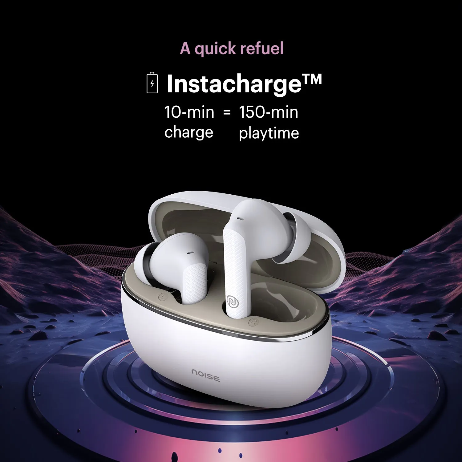 Noise Aura Buds in-Ear Truly Wireless Earbuds with 60H of Playtime, Quad Mic with ENC, Dual Device Pairing, Instacharge (10 min = 150 min), 12mm Polymer Composite Driver, BT v5.3