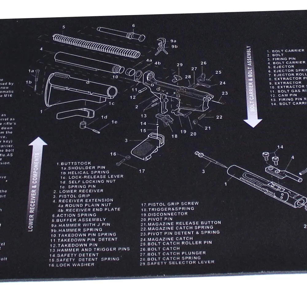 ohhunt® AR-15 Parts Diagram & Instructions Gun Cleaning Mat Armorers Bench Mat