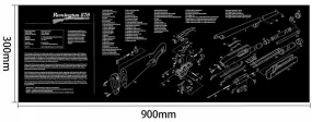 Ohhunt Armorers Bench Mat Cleaning Mat Mouse Pad With Re-mington870 Parts Diagram & Instructions