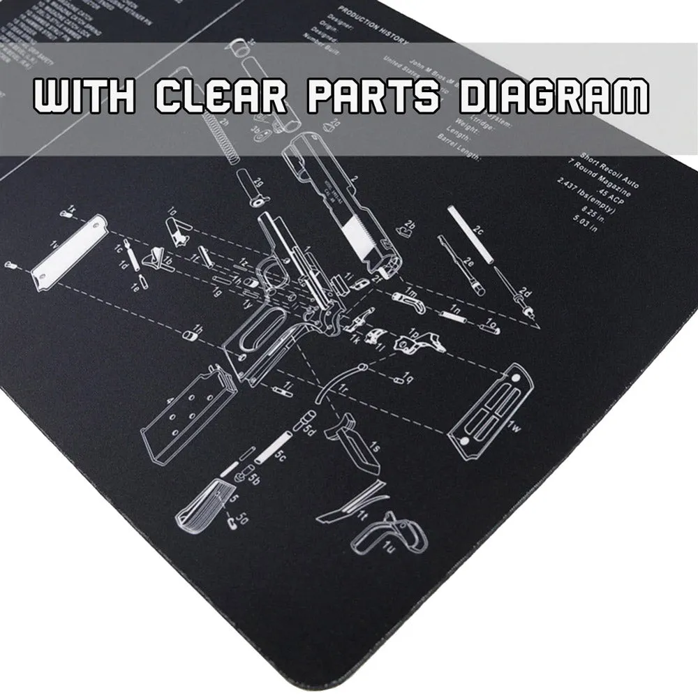 ohhunt® Armorers Bench Mat Cleaning Mat with Gun Split Picture Parts Diagram & Instructions for AR-15 AK47