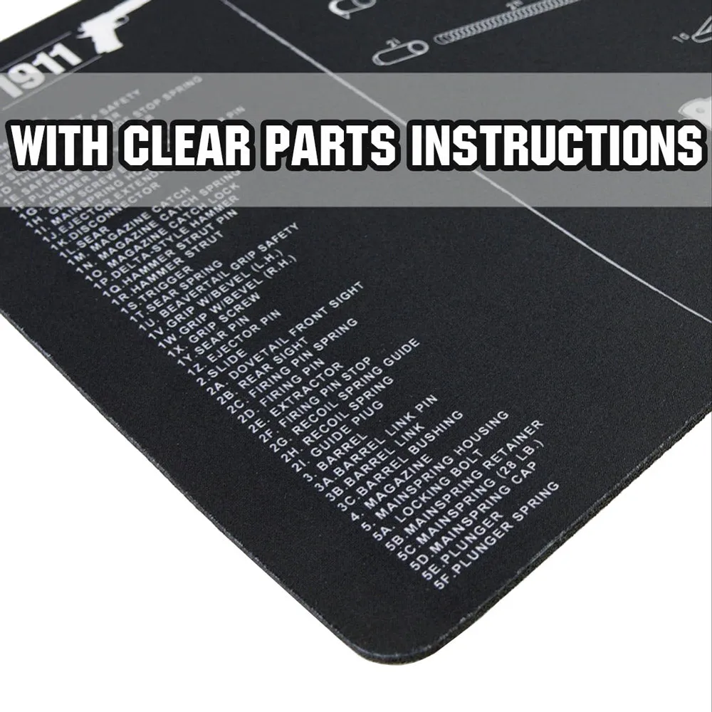 ohhunt® Armorers Bench Mat Cleaning Mat with Gun Split Picture Parts Diagram & Instructions for AR-15 AK47