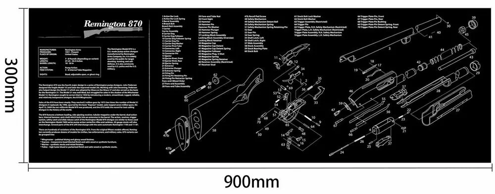 ohhunt® Armorers Bench Mat Cleaning Mat with Gun Split Picture Parts Diagram & Instructions for AR-15 AK47