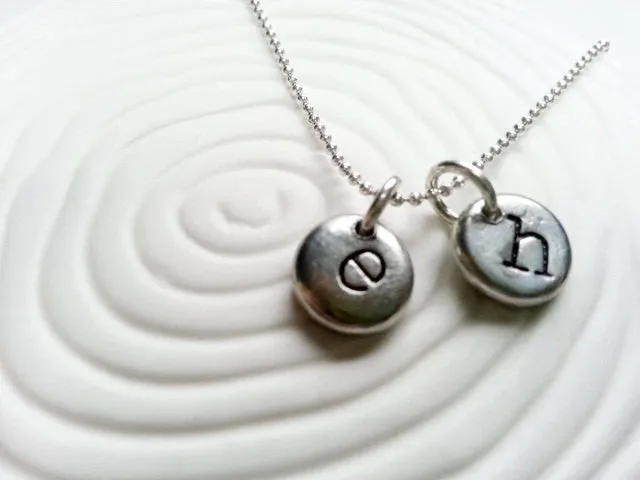 Oversized Lower Case Typewriter Initial | Pebble Necklace