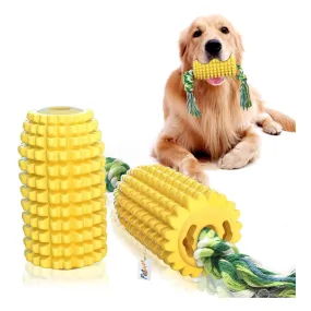 PetVogue, Corn shaped Toothbrush Toy with Cotton Rope for Aggressive Chewer for S/M Dog