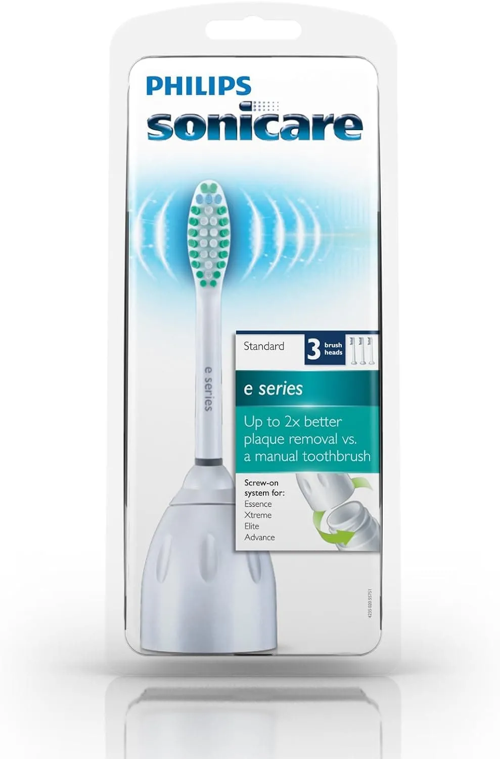 Philips Sonicare Genuine E-Series Replacement Toothbrush Heads, 3 Brush Heads, White, HX7023/64