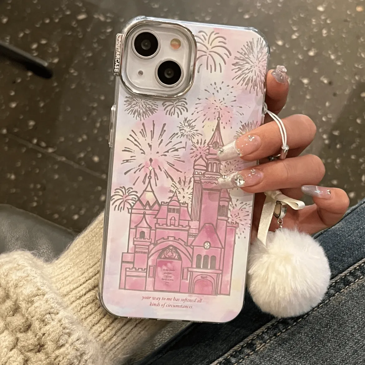 Pink Gradient Firework Castle iPhone Case