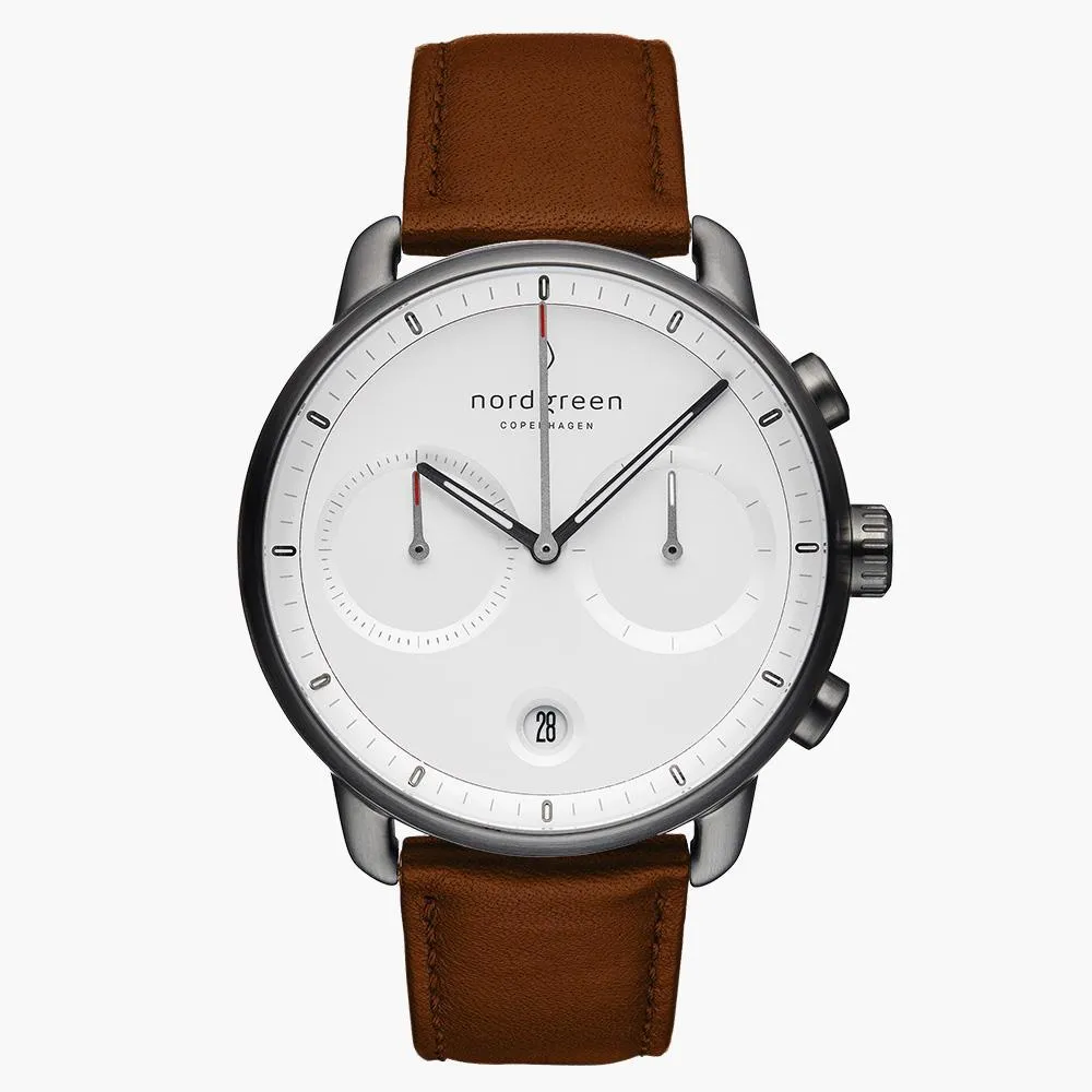 Pioneer | White Dial - Brown Leather