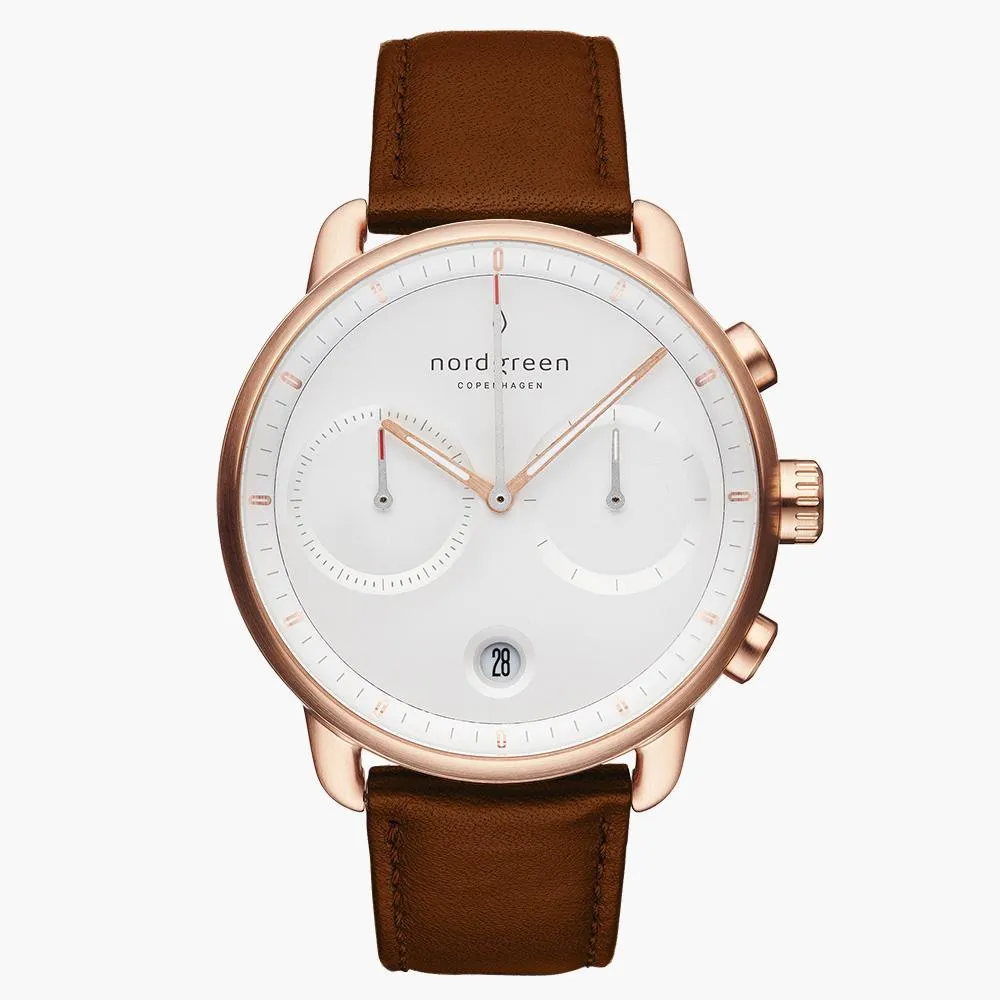 Pioneer | White Dial - Brown Leather