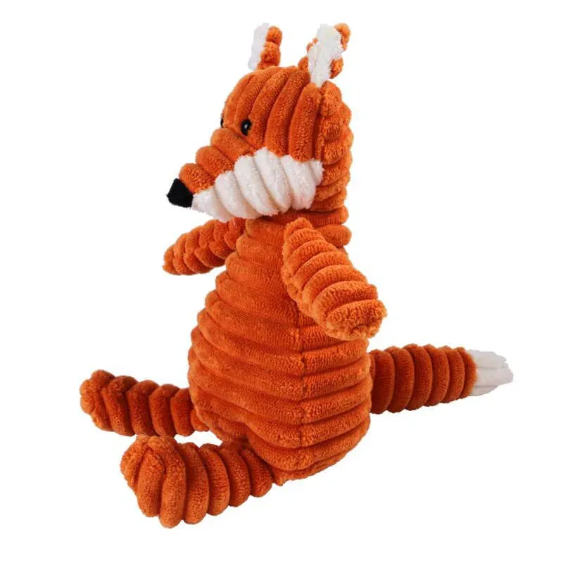 Plush Dog Toy Animal Shapes | Bite Resistant Squeaky Toys | Corduroy Dog Toys for Small and Large Dogs | Puppy Pets Training Accessories