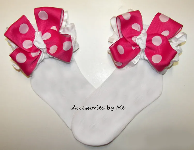 Polka Dot Ruffle Bow Socks