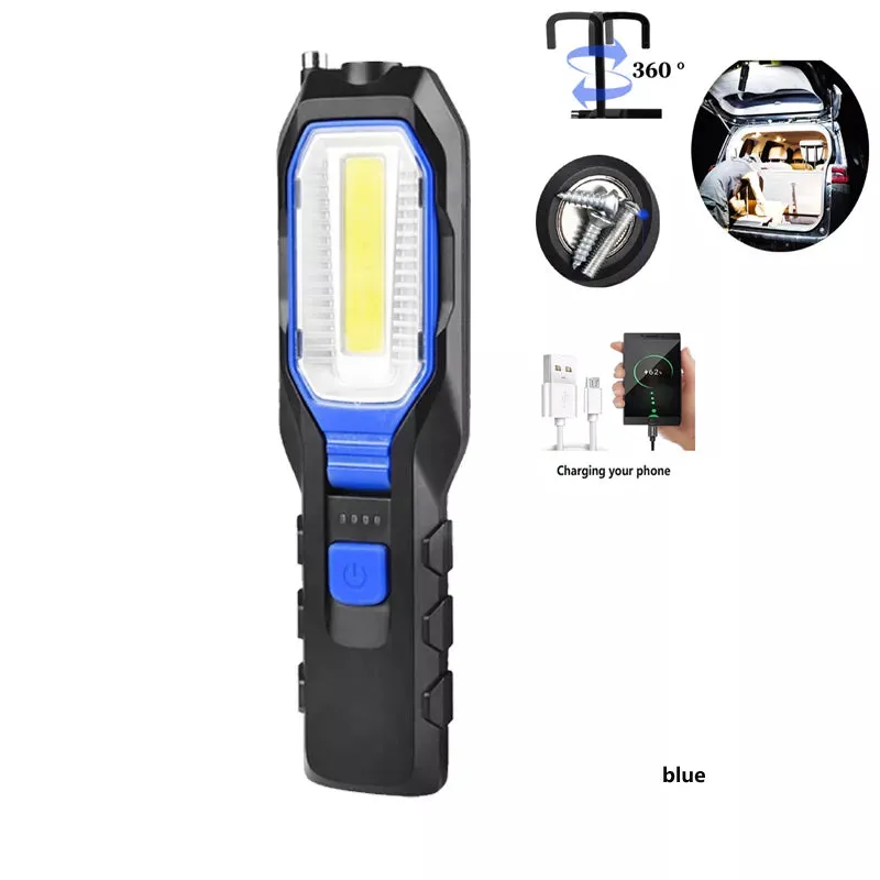 Portable Car Repair LED Flashlight USB Rechargeable COB Torch Waterproof Outdoor Lamp Camping Emergency Light With Magnet Hook