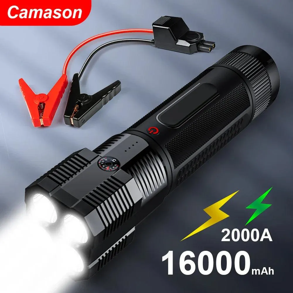 Powerful Camason Car Jump Starter with Multi-Function Flashlight and High Capacity Power Bank for Emergency Situations