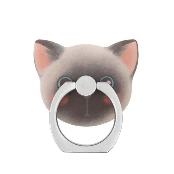 Powstro 2 in 1 Cat Finger Ring 360 Rotatable Smartphone Pad Stand Holder with Cute Animal Design