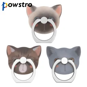 Powstro 2 in 1 Cat Finger Ring 360 Rotatable Smartphone Pad Stand Holder with Cute Animal Design