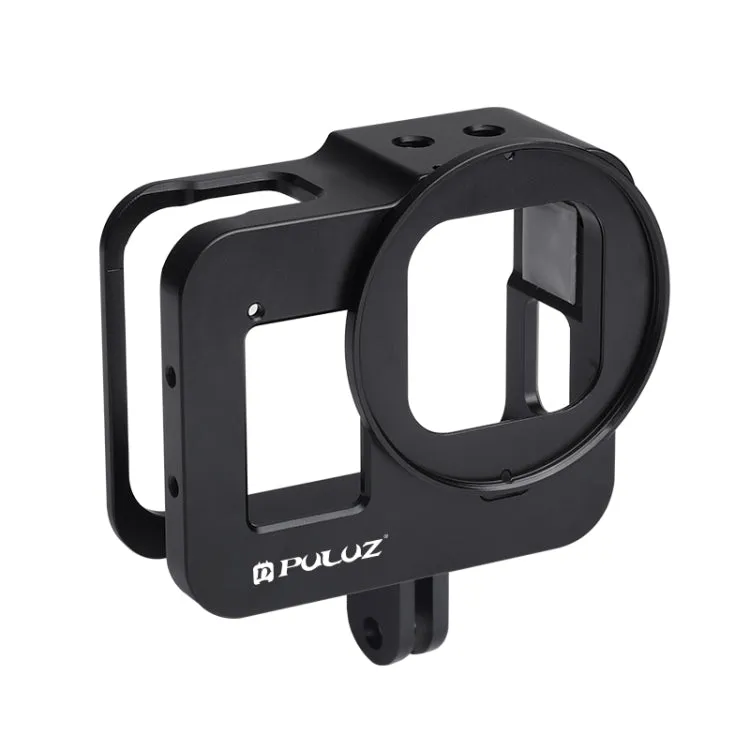 PULUZ Housing Shell CNC Aluminum Alloy Protective Cage with 52mm UV Lens for GoPro HERO8 Black(Black)