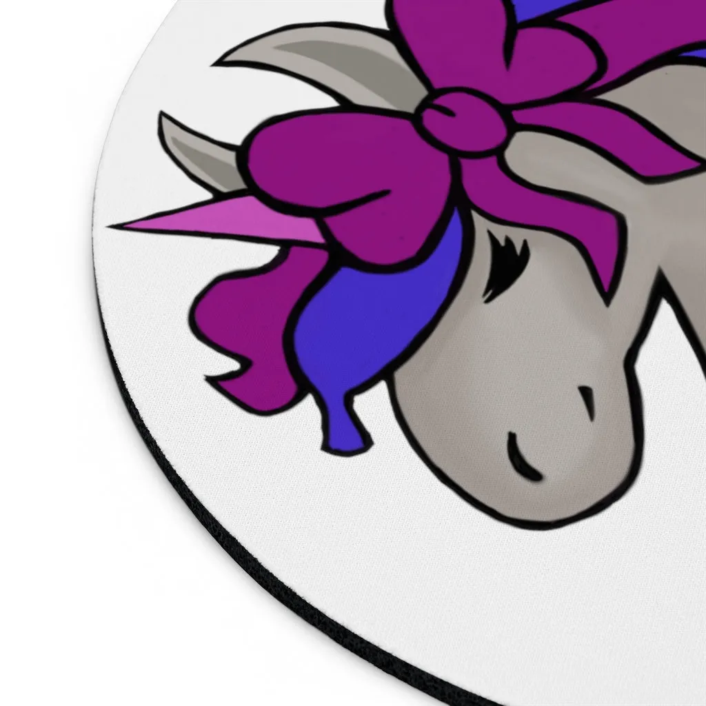 Purple Blue Unicorn Head Mouse Pad