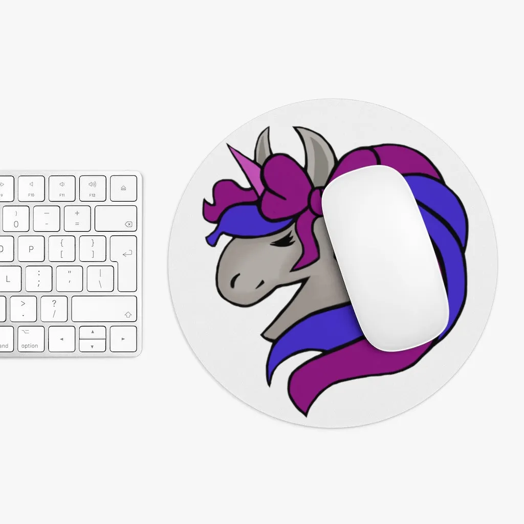 Purple Blue Unicorn Head Mouse Pad