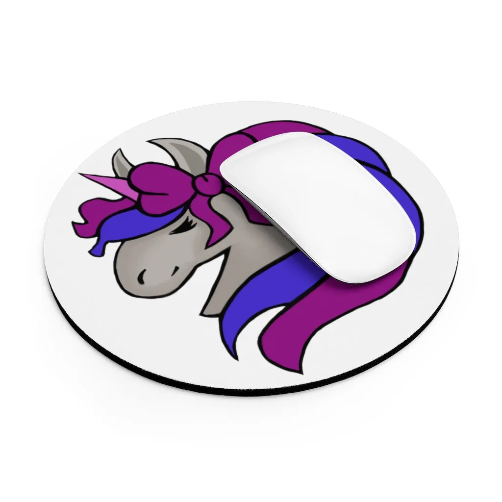 Purple Blue Unicorn Head Mouse Pad