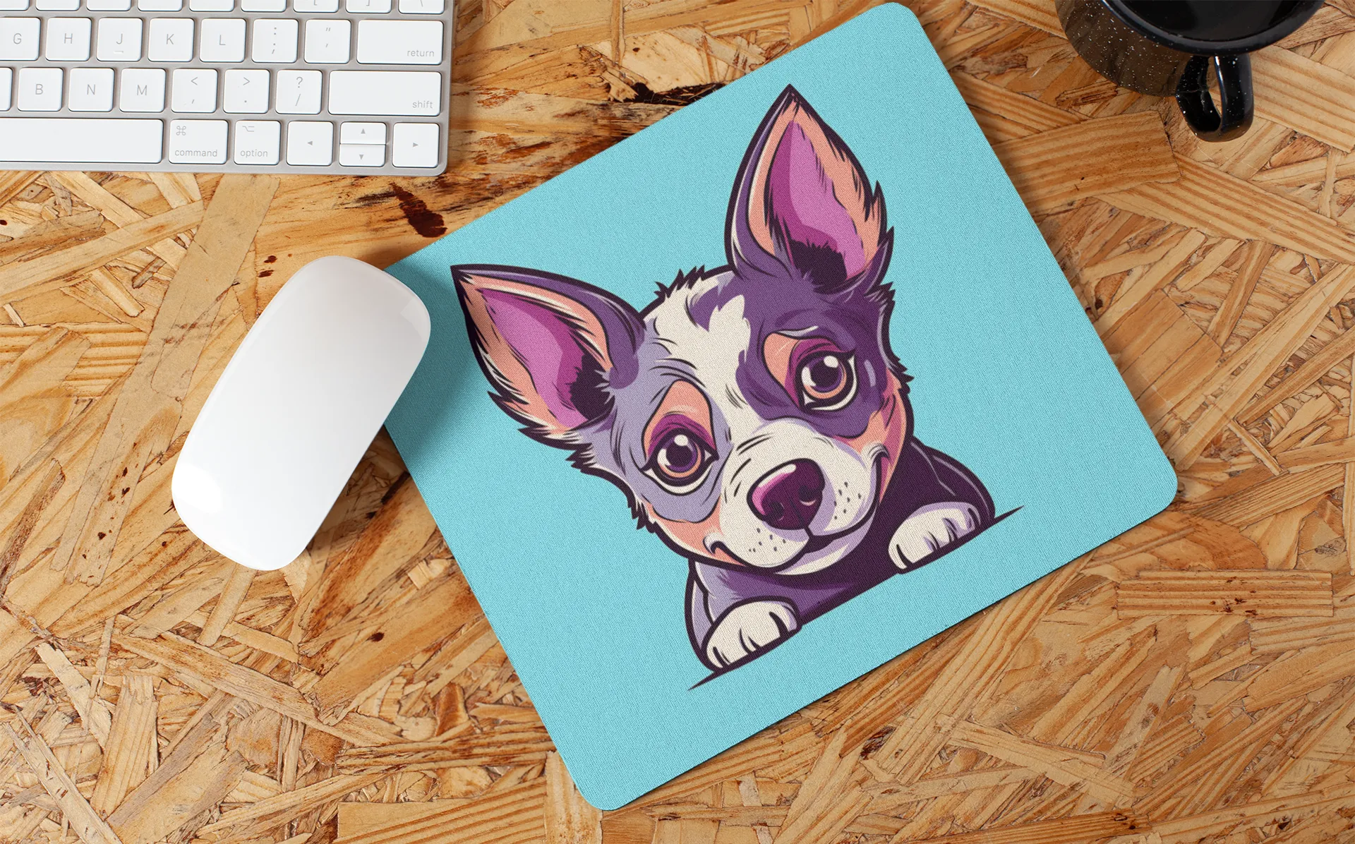 "Kawaii Peeking Puppy" Mouse Pad