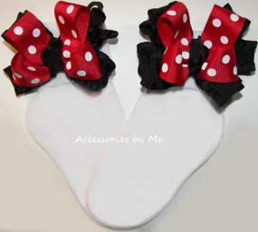 Red Polka Dot Ruffle Bow Socks